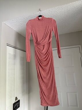 JLUXLABEL Dusty Rose Long Sleeve Draped Maxi Dress